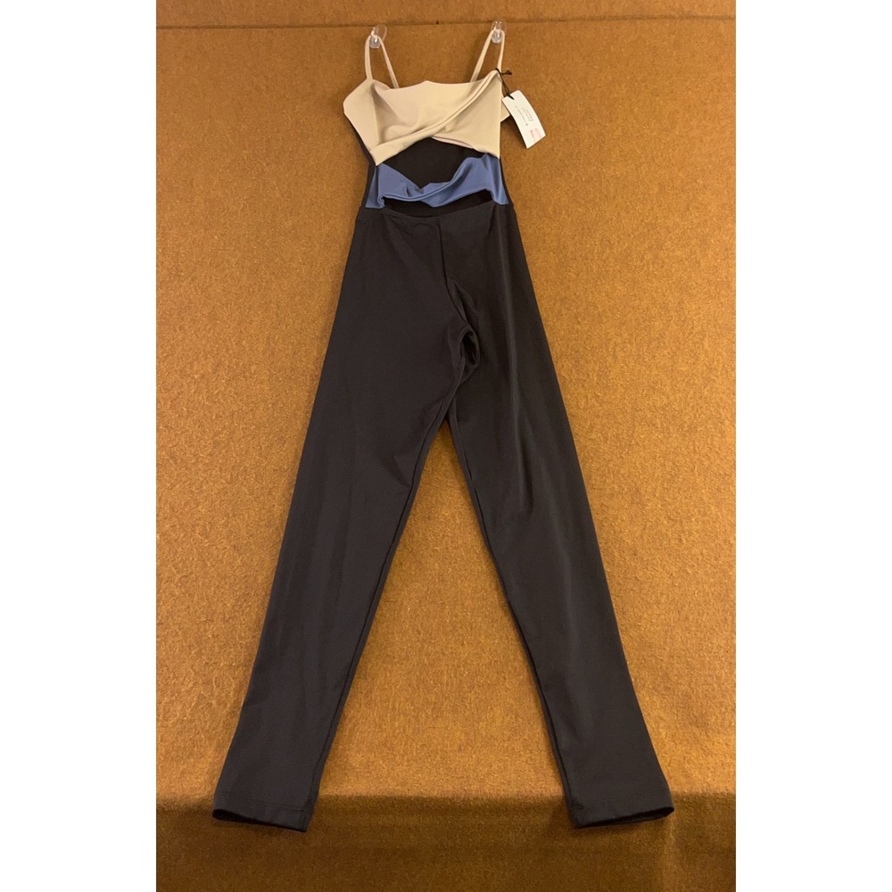 FitMama Womens Size Small Fitted Sleeveless Colorblock Capri Cutout Jumpsuit NWT